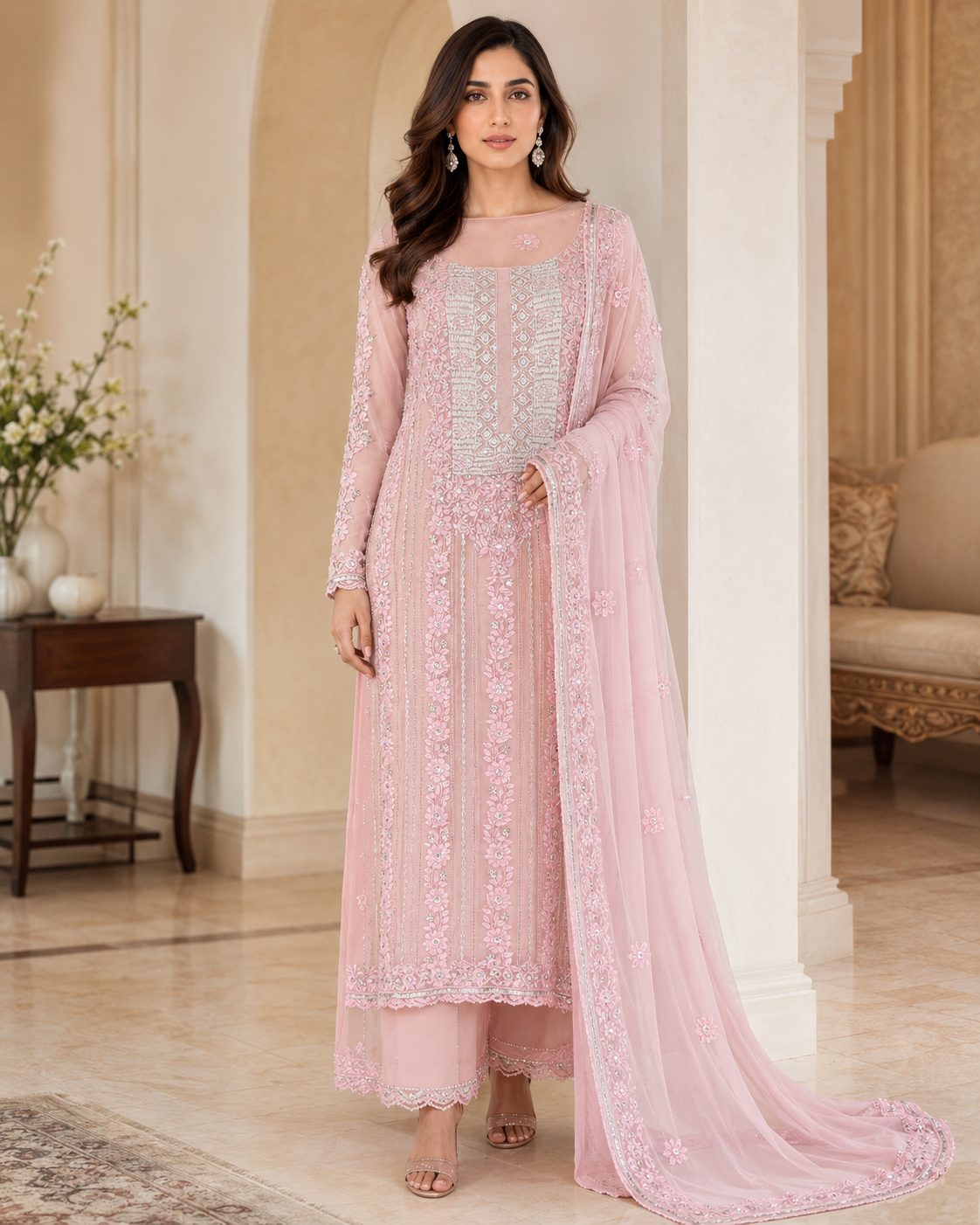Pink ChickenKari Embroidered