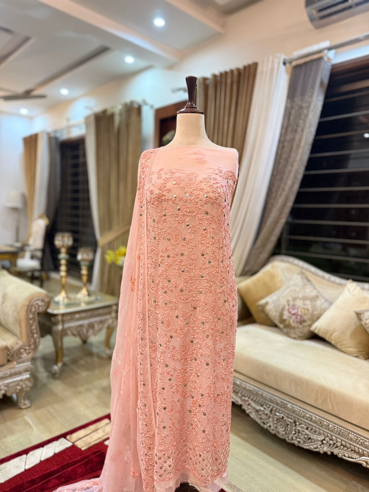 Handcrafted Pakistani Dresses with Mukesh, Kamdani & Gotta Patti Work